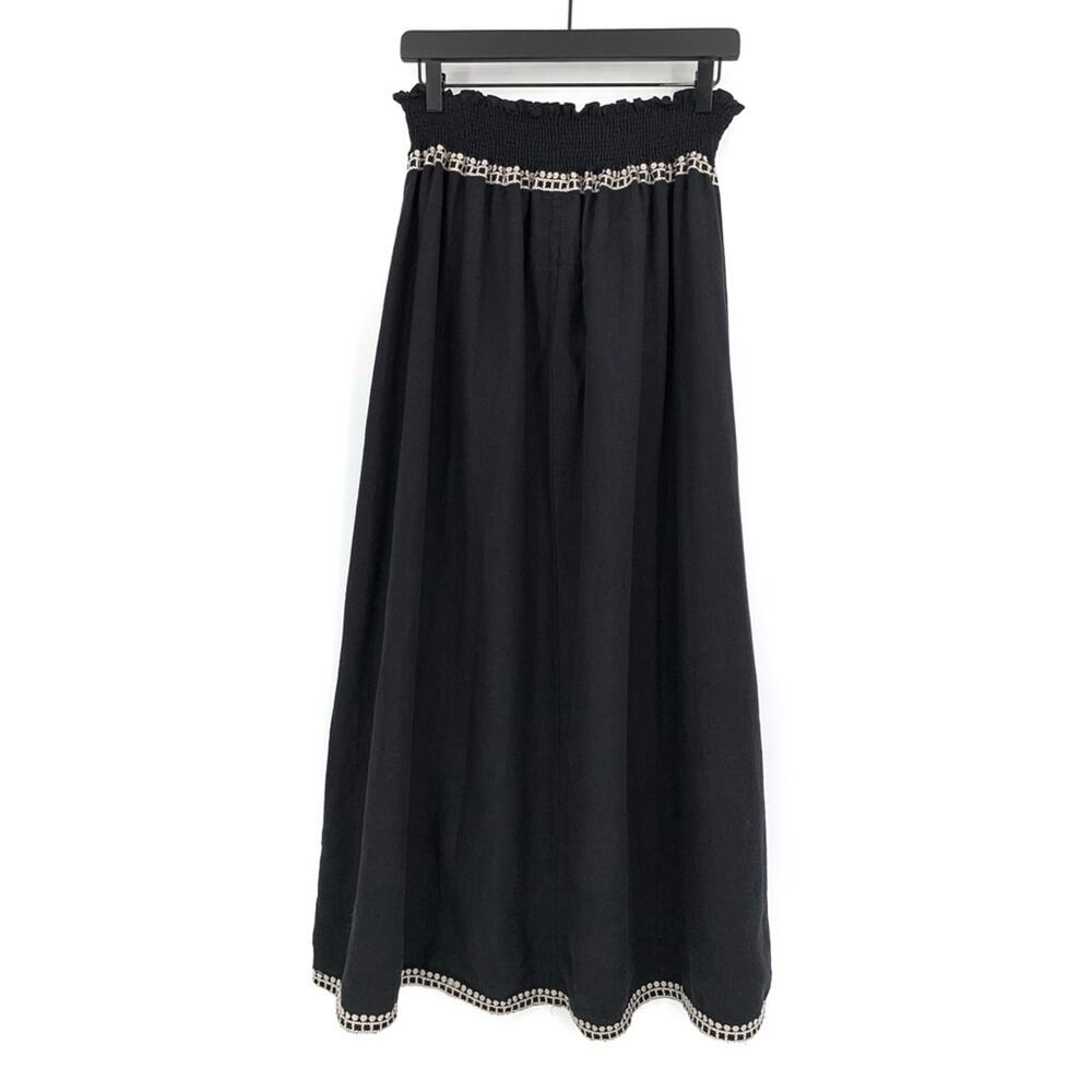 NWT JOHNNY WAS Embroidered Linen Midi Skirt Black Cream XL - Picture 9 of 10